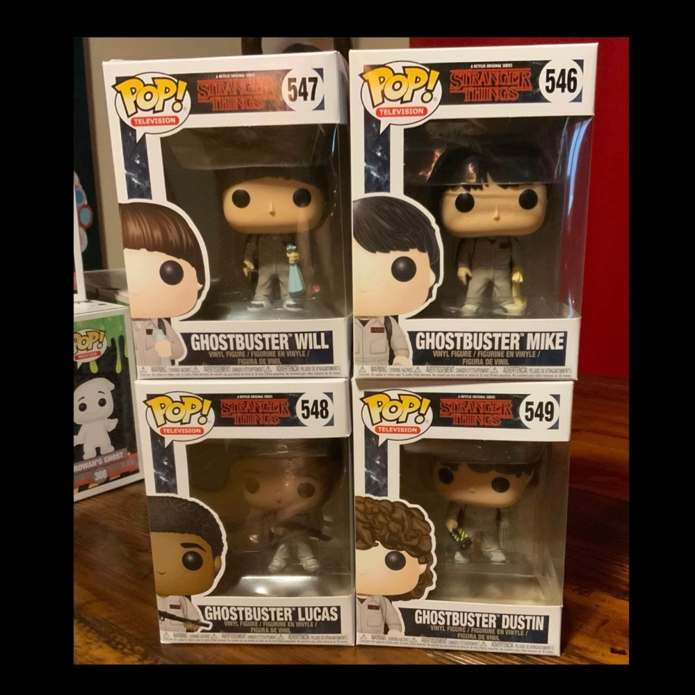 Funko Pops Stranger Things Ghostbusters Mike, Will, Lucas & Dustin